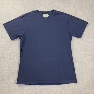 Dehen 1920 Shirt Mens Large Blue USA Made Cotton Short Sleeve Essential